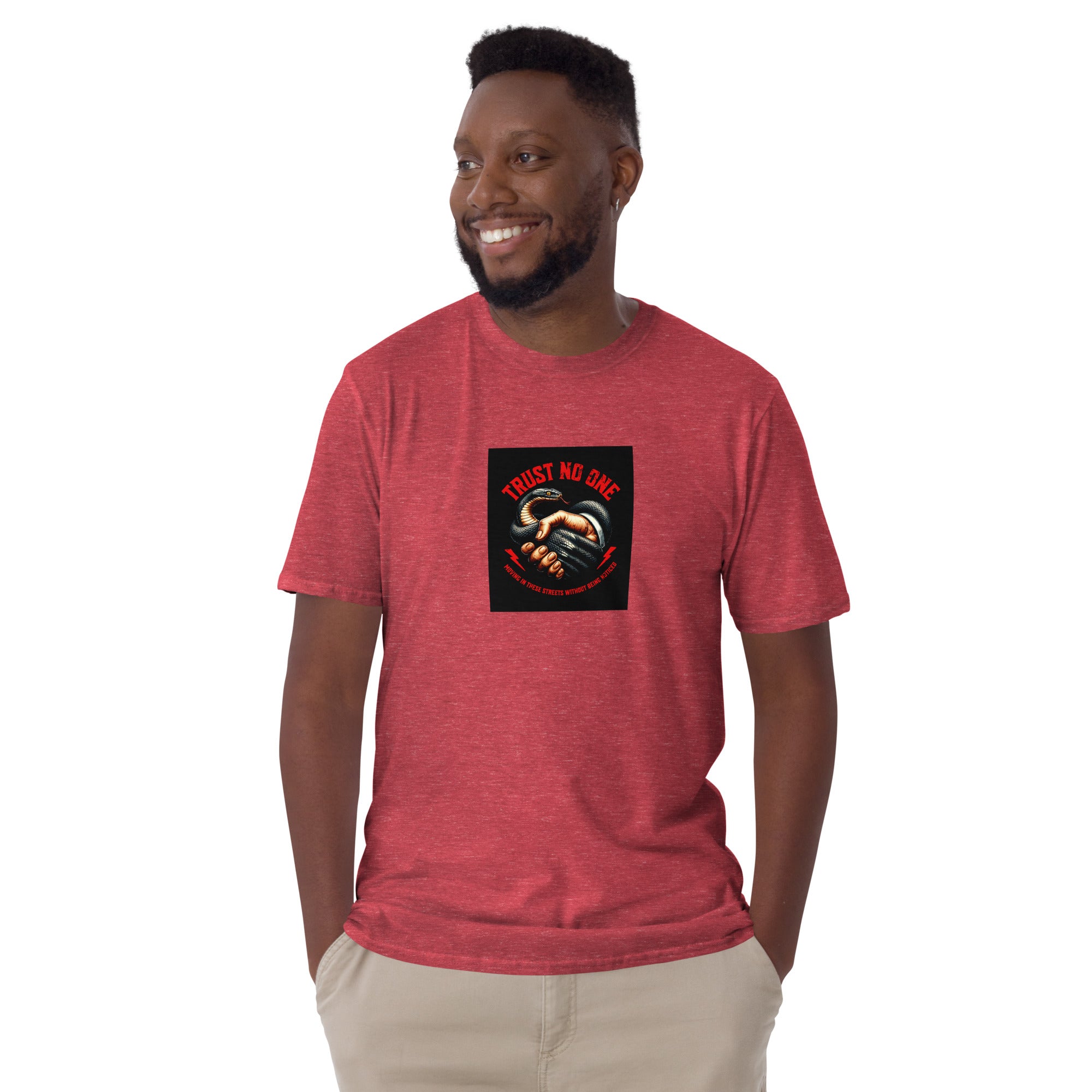Heather red unisex T-shirt with square &