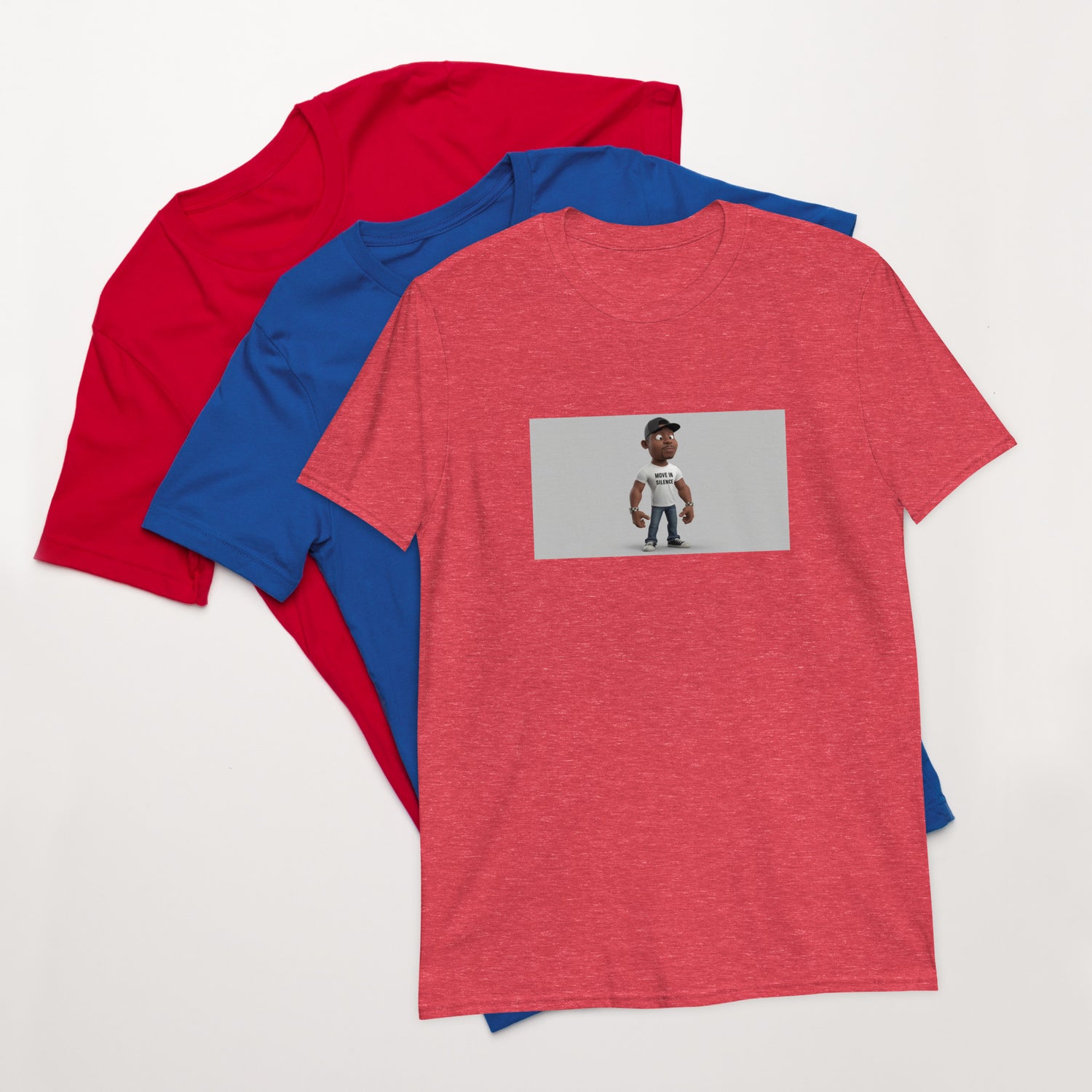 Heather red unisex short-sleeve T-shirt with centered rectangular graphic print