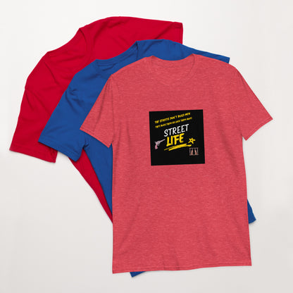Street Life unisex T-shirt, heather red, front graphic &