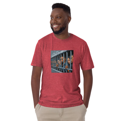 Heather red unisex T-shirt with front rectangular graphic print