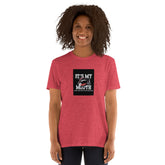 Unisex T-shirt, heather red, front graphic print square, short sleeves, crew neck