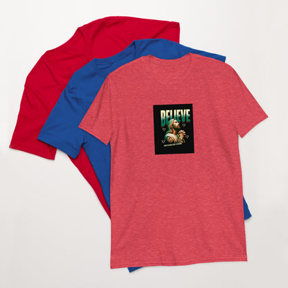 Red heather unisex short-sleeve T-shirt with &