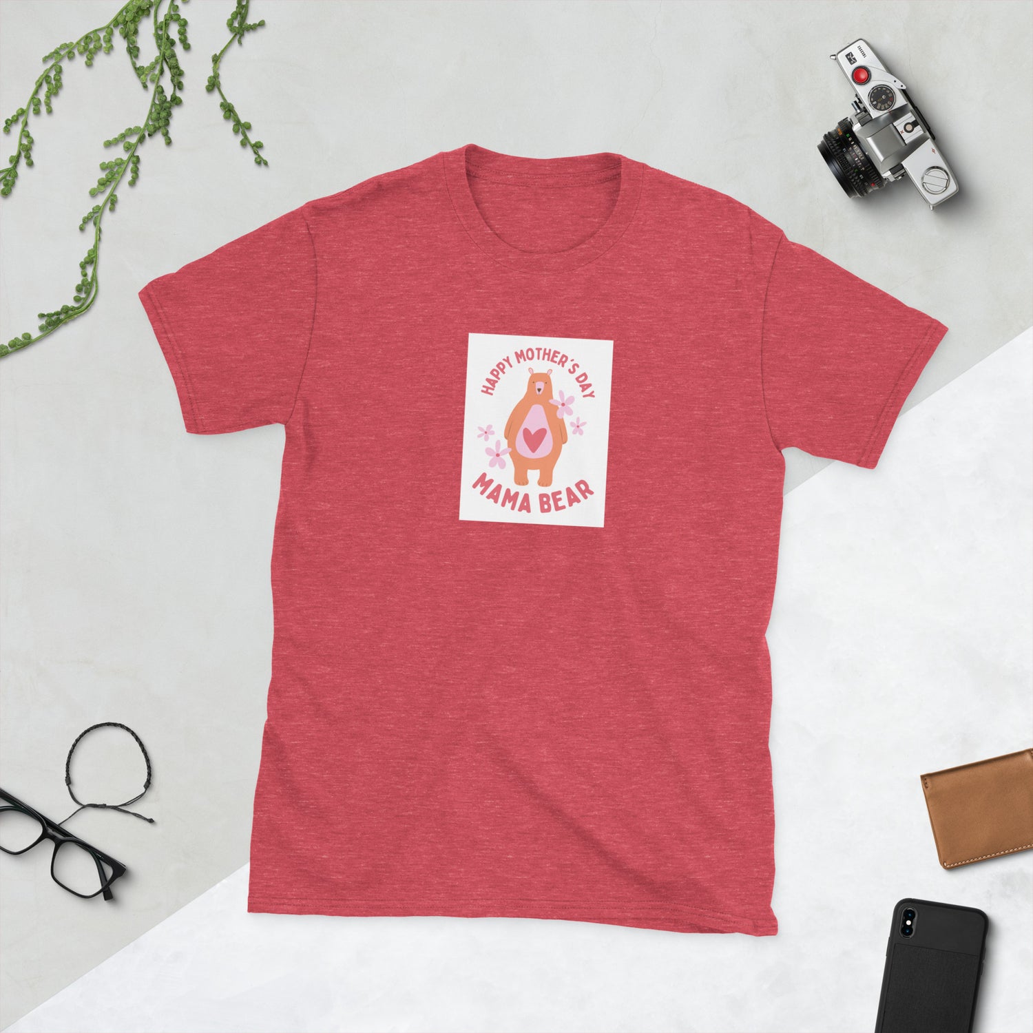 Happy Mother’s Day unisex T-shirt, red front with “Mama Bear” graphic