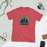 Red crew-neck graphic tee with square front print