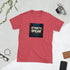 Red heather graphic crewneck T-shirt with square “STREETS SPEAK” logo