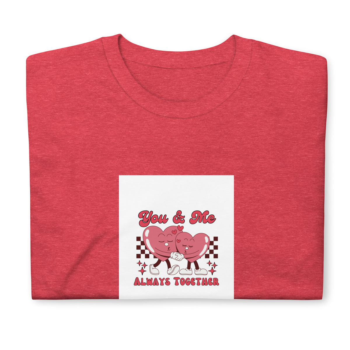 Red graphic tee with heart mice &