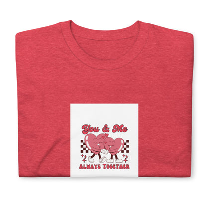 Red graphic tee with heart mice &