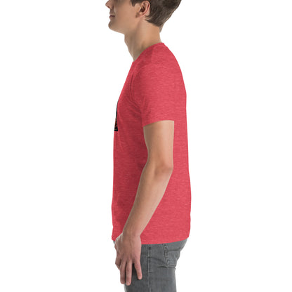 Red heather unisex short-sleeve T-shirt, side view