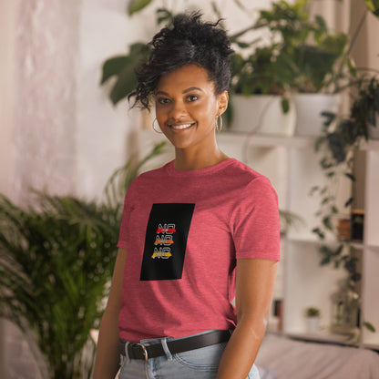 Unisex T-shirt, heather red, crew neck, centered square logo print