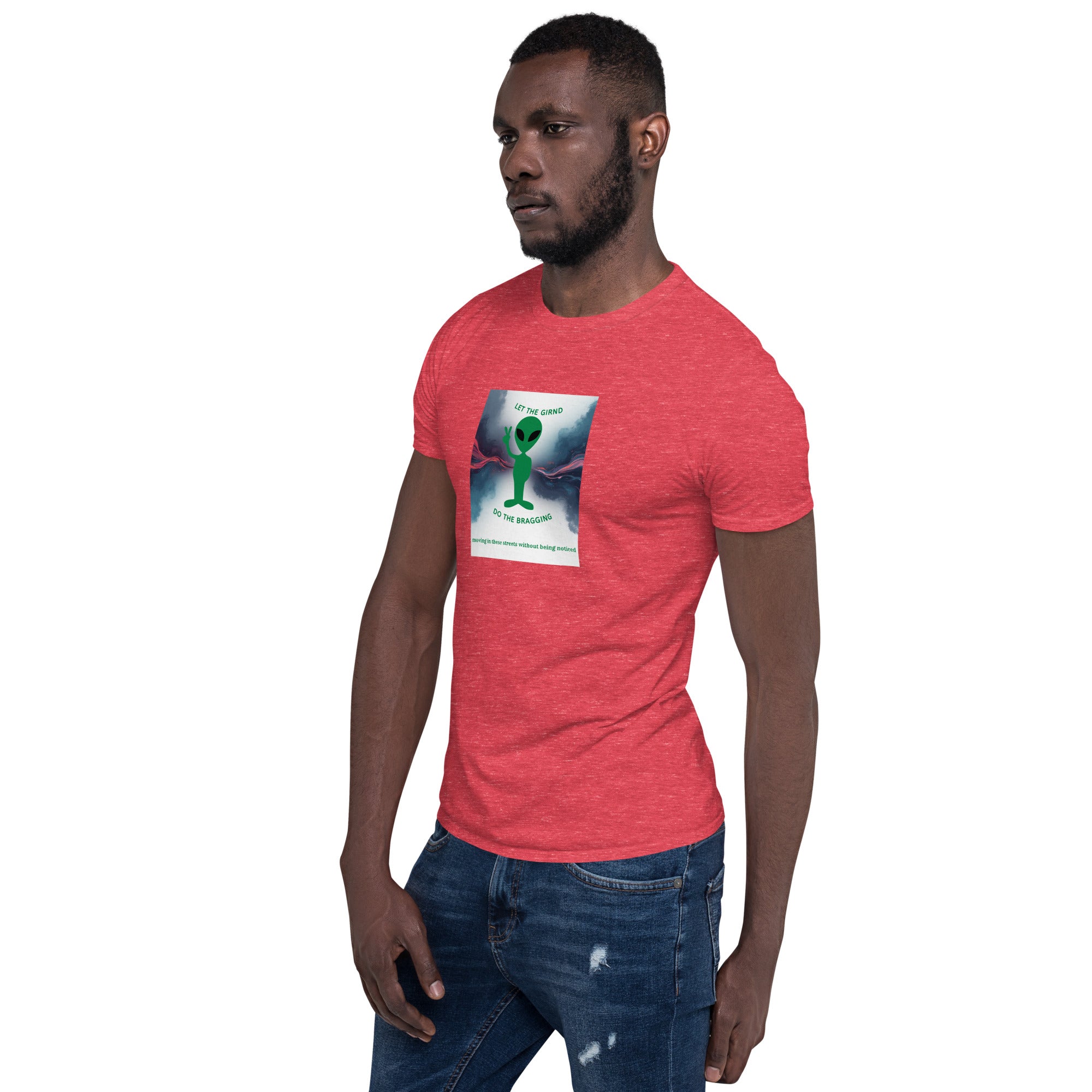 Let The Grind Do The Bragging T-shirt, red heather short-sleeve unisex