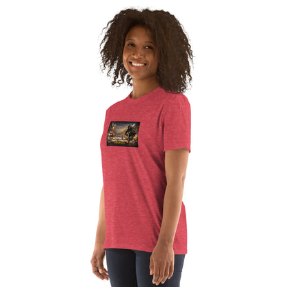 Camiseta roja con estampado frontal y cuello redondo
