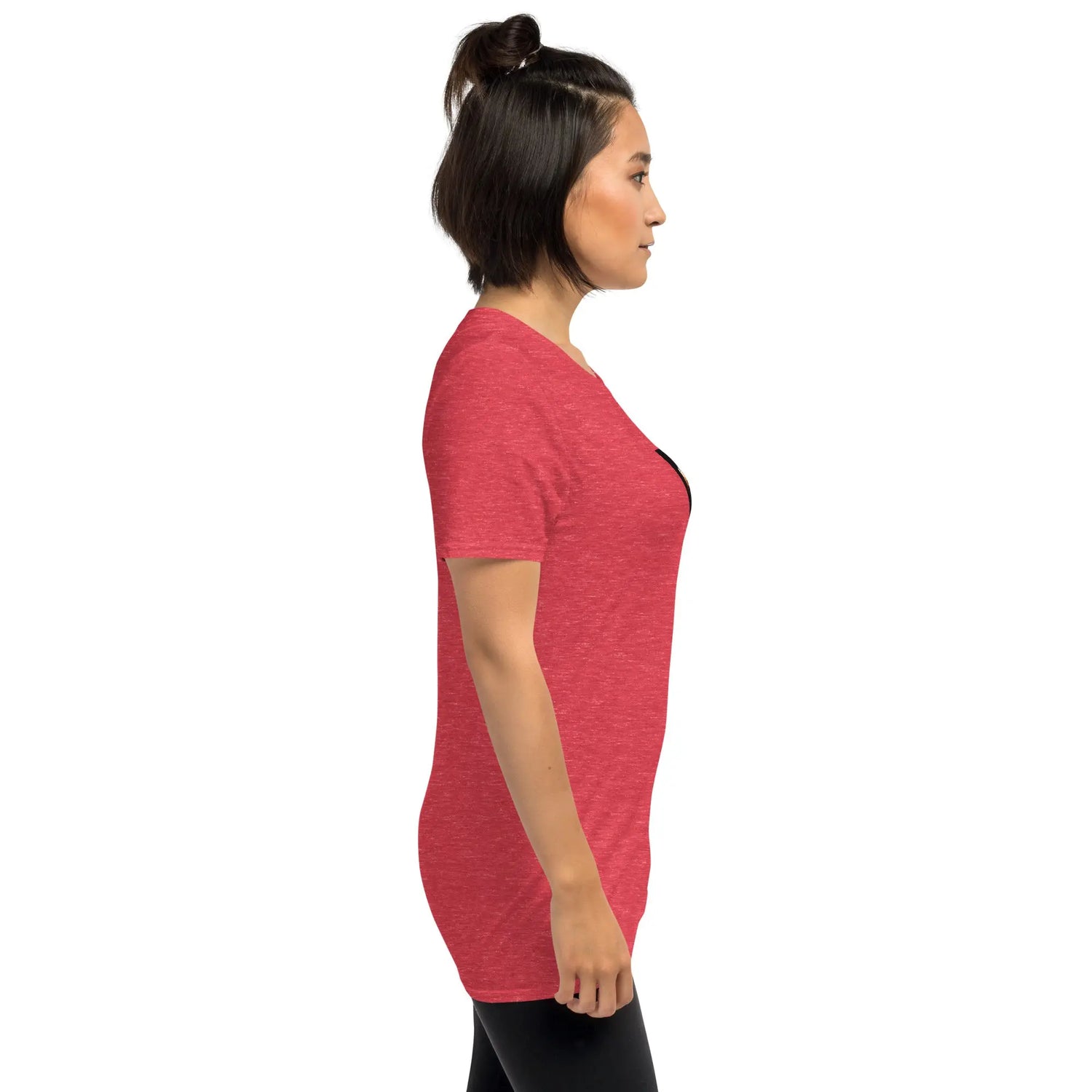 Red unisex T-shirt back and sleeve view with crew neck and short sleeves