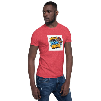 Unisex T-Shirt l Heather Red, kurzärmelig; Frontdruck mittig, klare Bildbox