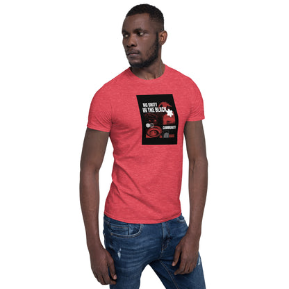 Unisex short-sleeve T-shirt, heather red, chest graphic front view