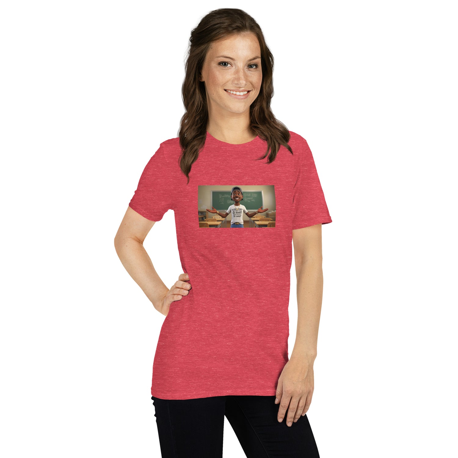 Rotes Unisex-T-Shirt mit Frontfoto-Print