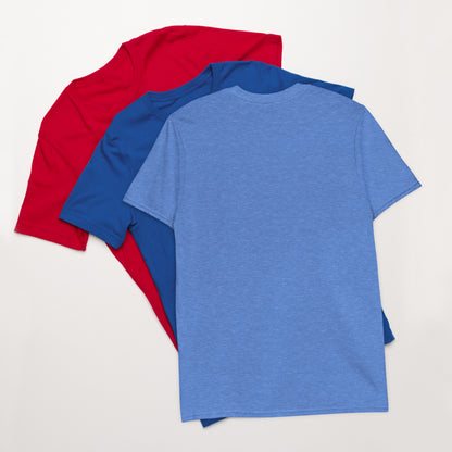 Light blue unisex short-sleeve T-shirt, plain back, crew neck