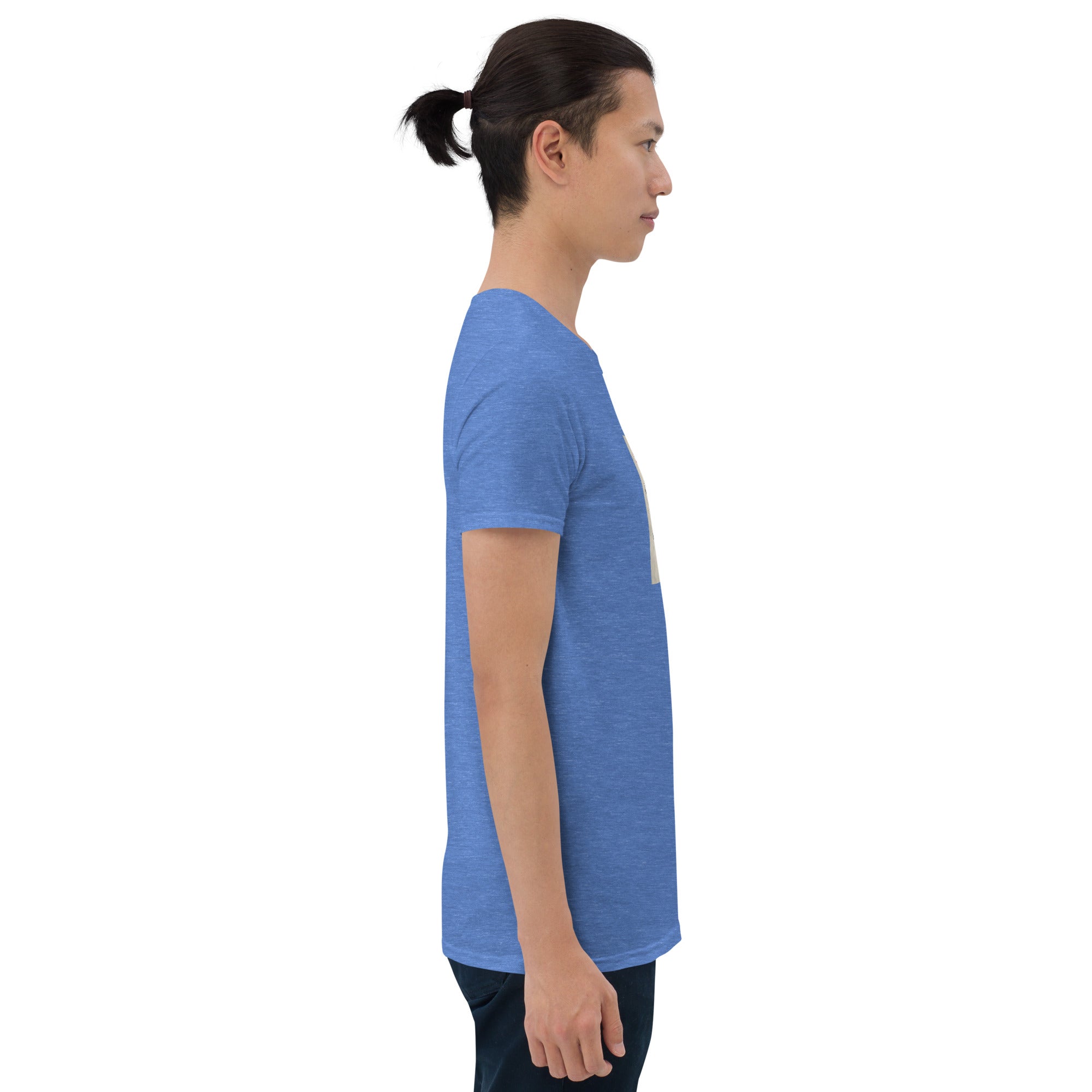 Blue T-shirt, short sleeves and crew neck