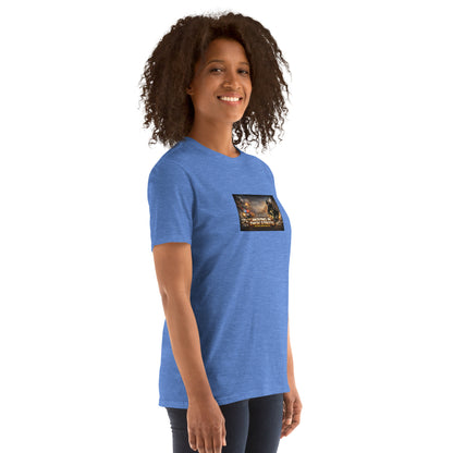 Light blue T-shirt with chest graphic print and crew neck