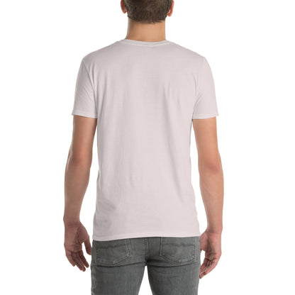 Natural unisex T-shirt, plain back view, short sleeves
