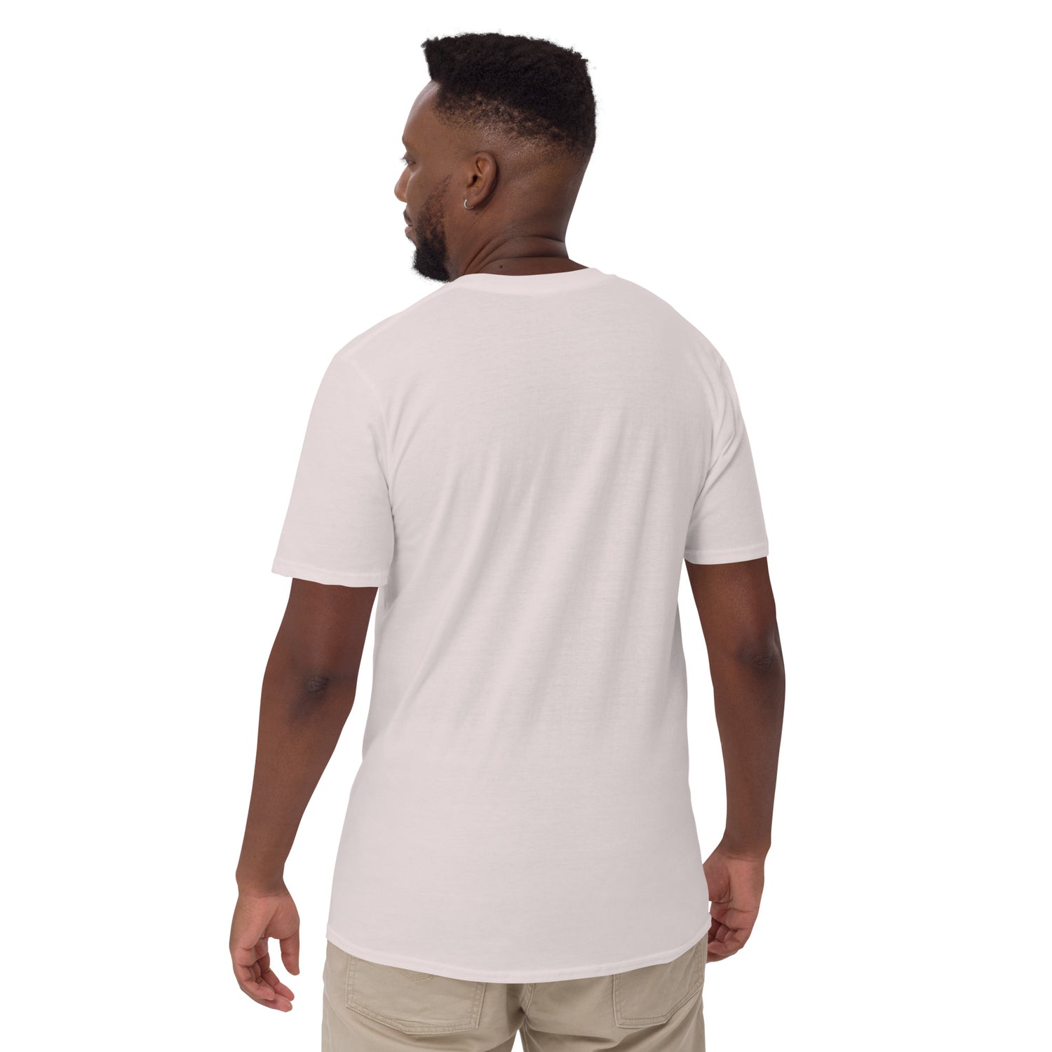 Trust No One short-sleeve unisex T-shirt in white (back view)