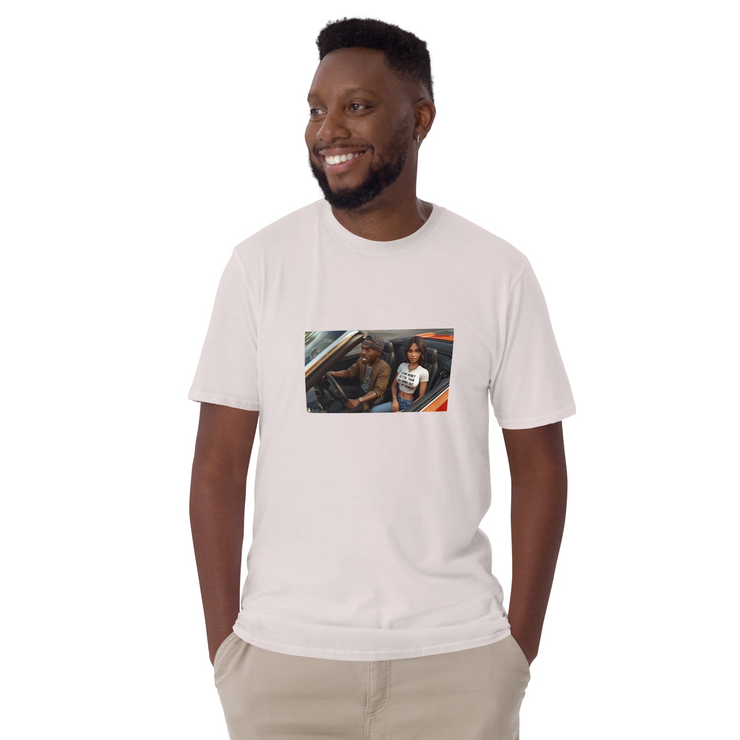 Move In Silence white unisex T-shirt with chest photo graphic