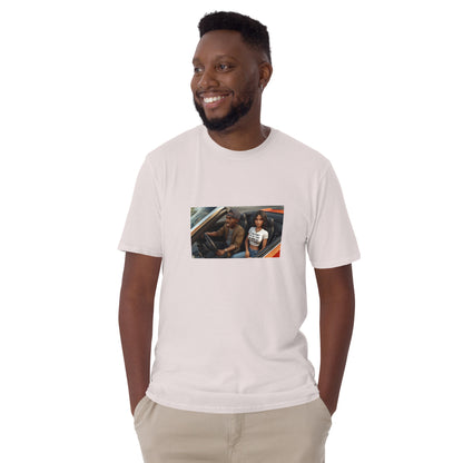 Move In Silence white unisex T-shirt with chest photo graphic