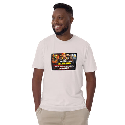 Light cream unisex T-shirt with front graphic for Black History Month