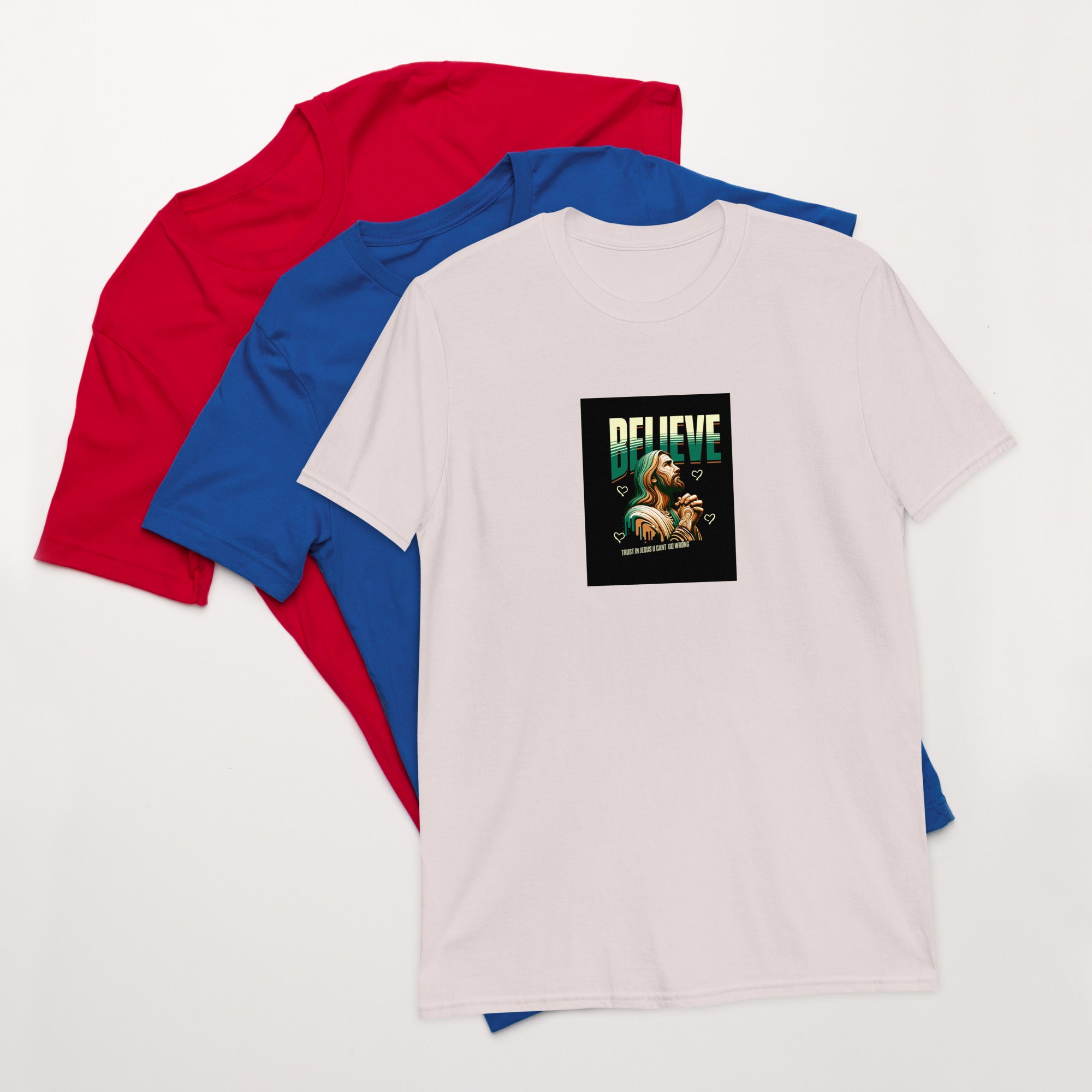 Off-white unisex short-sleeve T-shirt with front square graphic print