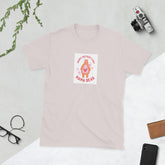 Unisex short-sleeve T-shirt, light pink, front graphic print and crew neck