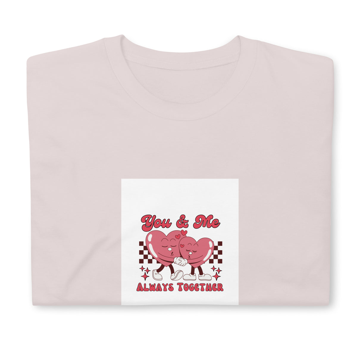 Light pink graphic tee with heart mice &