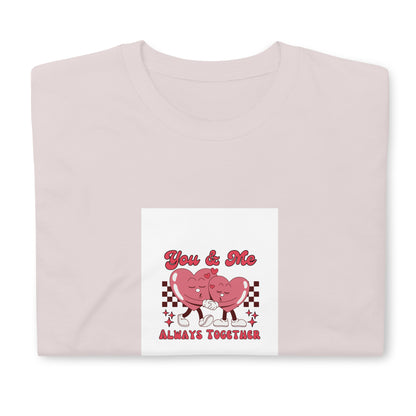 Light pink graphic tee with heart mice &