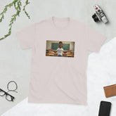 Light pink graphic T-shirt with centered photo print on the front
