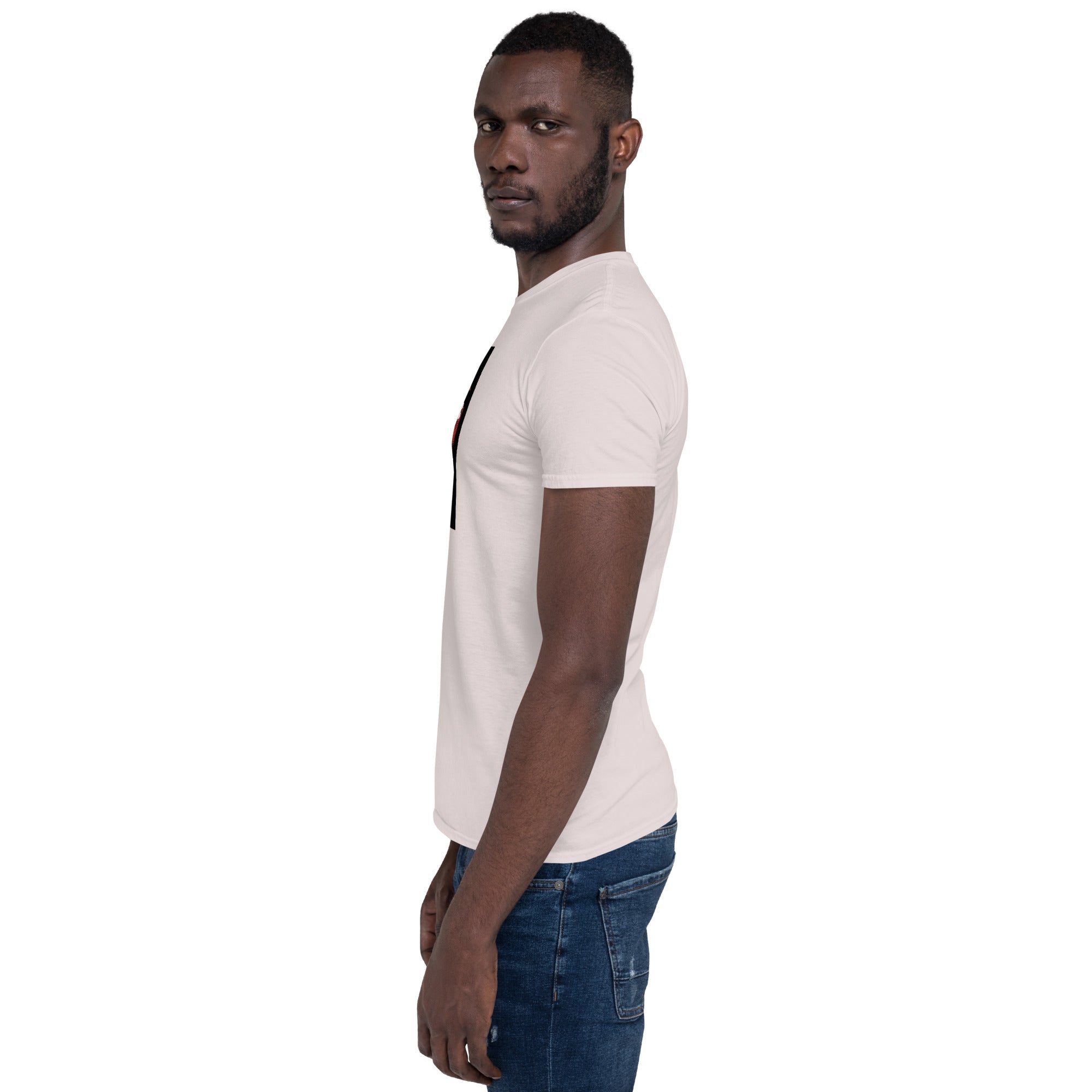 Natural unisex short-sleeve T-shirt, side profile view