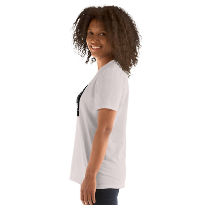 White unisex short-sleeve T-shirt, side view