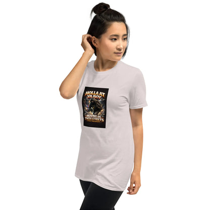 Light pink unisex T-shirt with centered square front graphic print
