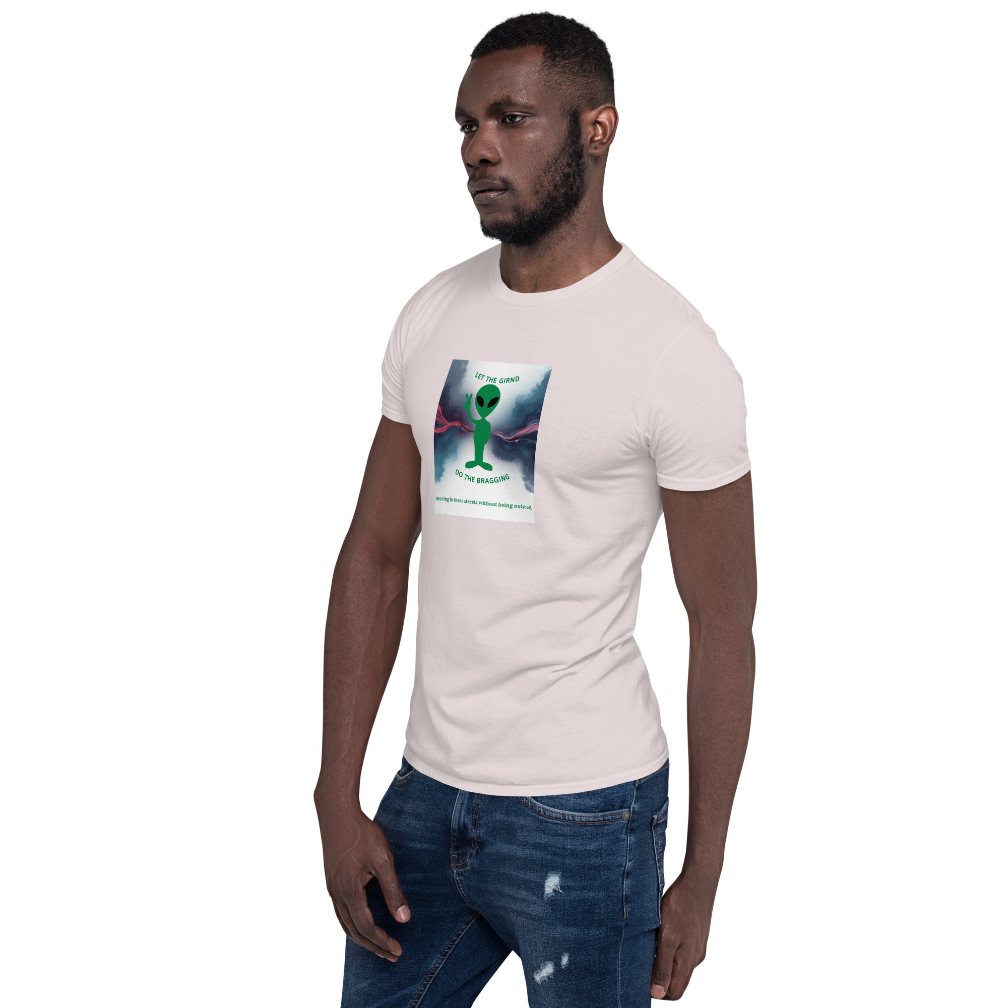 Natural T-shirt front graphic panel, crew neck, short sleeves