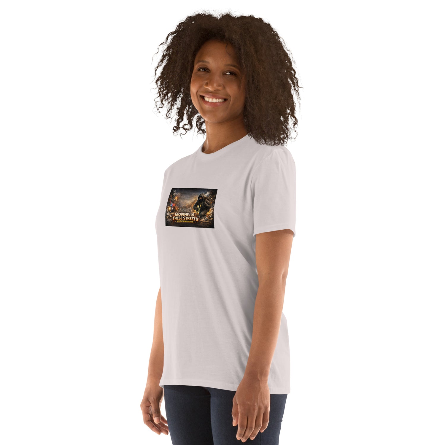 White T-shirt with front graphic print, crew neck and short sleeves