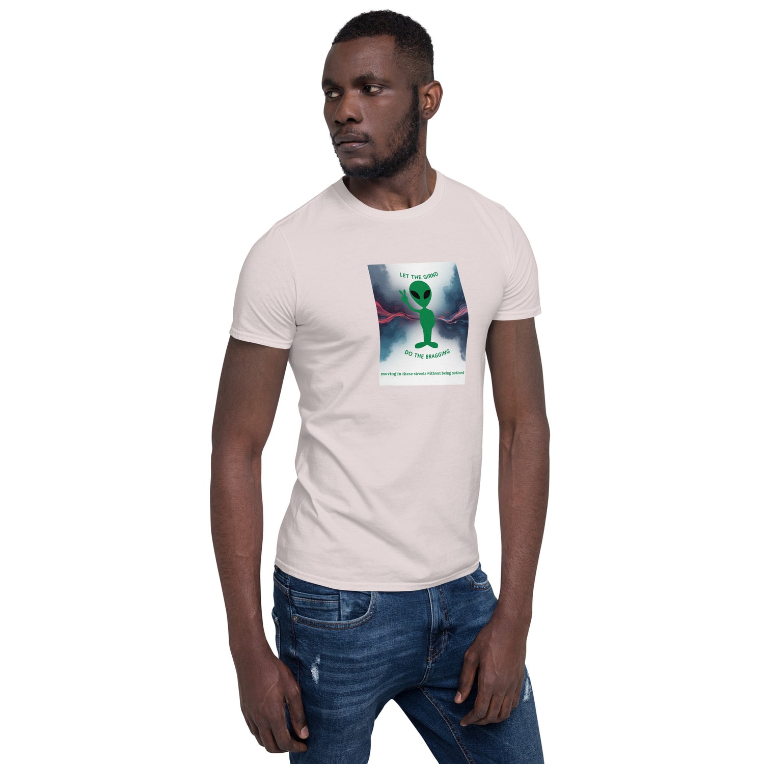 Natural T-shirt front graphic on chest, crew neck, short sleeves