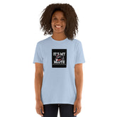 Light blue unisex short-sleeve T-shirt with square chest logo graphic