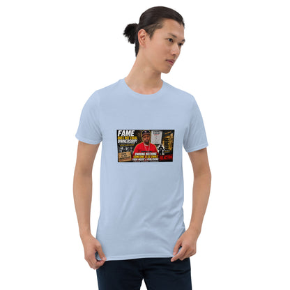 Light blue unisex short-sleeve T-shirt with front rectangular graphic print.