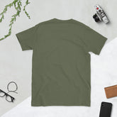 Military green short-sleeve unisex T-shirt, crew neck, plain back