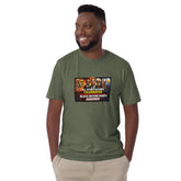 Unisex short-sleeve T-shirt, olive green, front graphic print