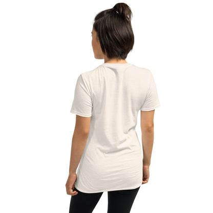 White unisex T-shirt, back view with crew neck and short sleeves