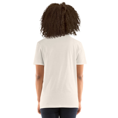 Camiseta unisex color Natural de manga corta vista trasera, lisa sin estampado