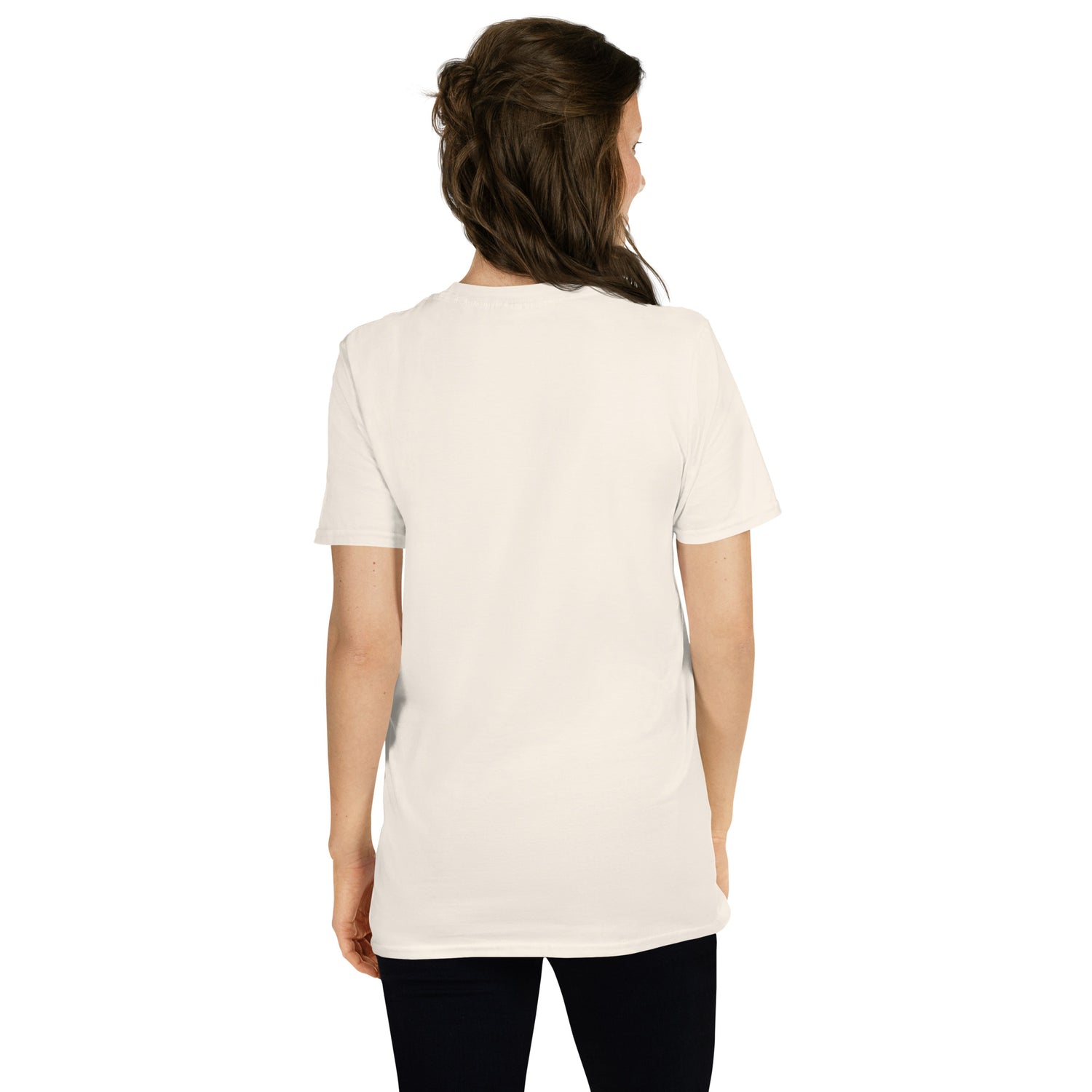 Unisex-T-Shirt natur/weiß, Rundhalsausschnitt, Rückansicht