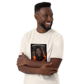 Unisex white T-shirt with front square graphic and crew neck, short sleeves
