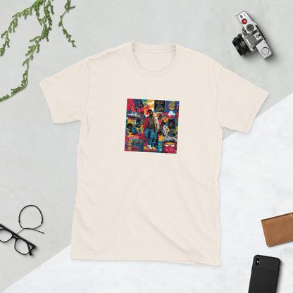 Unisex T-Shirt con maniche corte, crema, stampa frontale a colori