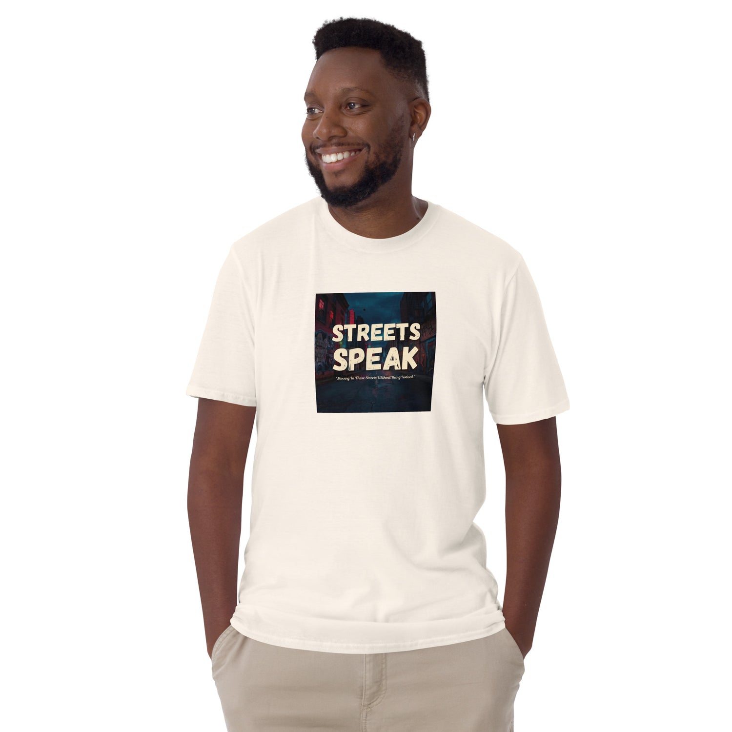 Streets Speaks T-Shirt, white, front “STREETS SPEAK” square logo, short-sleeve