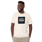 Off-white short-sleeve unisex T-shirt with “STREETS SPEAK” chest graphic