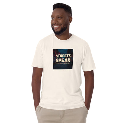 Streets Speaks T-Shirt, white, front “STREETS SPEAK” square logo, short-sleeve